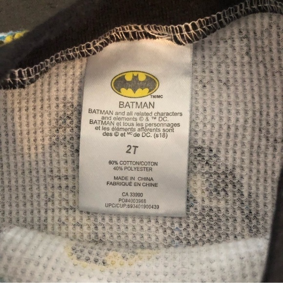 2 Piece Batman Thermal Underwear Size 2T - Picture 3 of 7